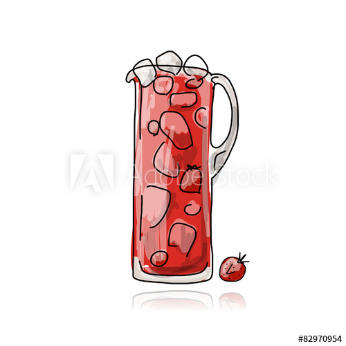 500x500 Strawberry Cocktail In Jug, Sketch For Your Design - Jug Sketch