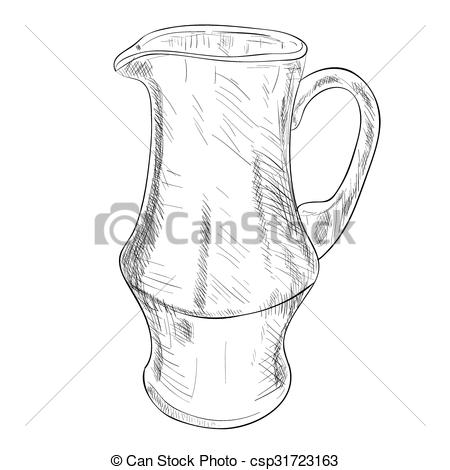 450x470 Vector Sketch Of Jug. Hand Draw Illustration. - Jug Sketch
