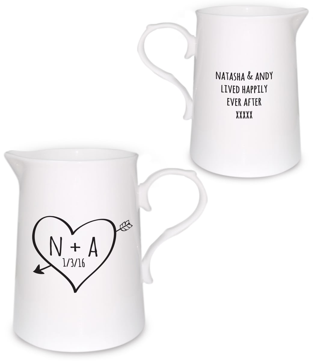 1041x1200 Your Personalised Sketch Heart Farmhouse Jug From Go Find A Gift - Jug Sketch