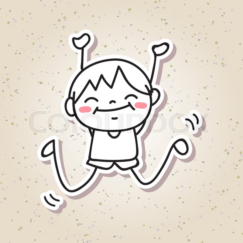 800x800 Hand Drawing Cartoon Concept Happiness, Happy Kid, Boy Jump With - Jump Sketch