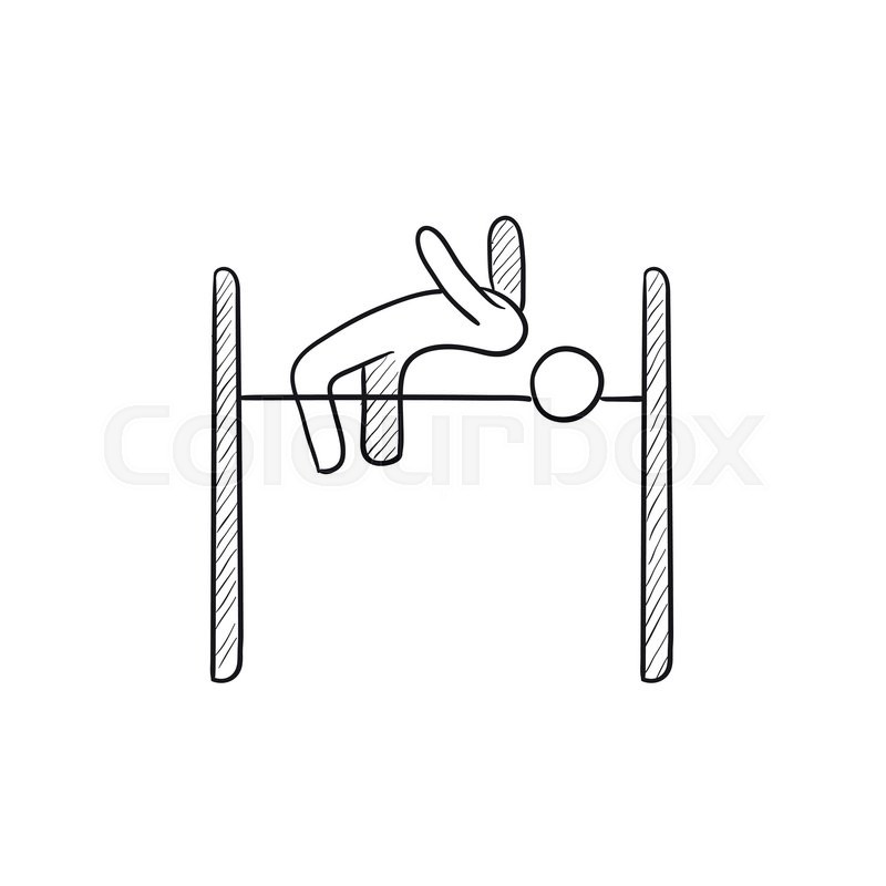 800x800 High Jump Vector Sketch Icon Isolated On Background. Hand Drawn - Jump Sketch