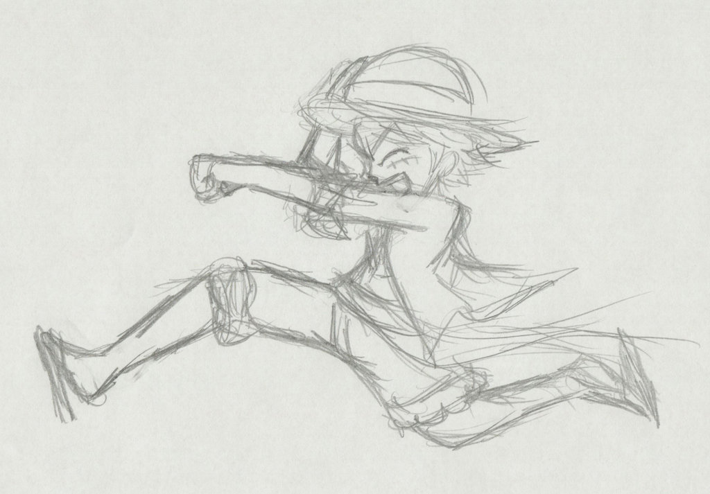 1024x713 Luffy Jump Start Sketch By Xero J - Jump Start Sketch