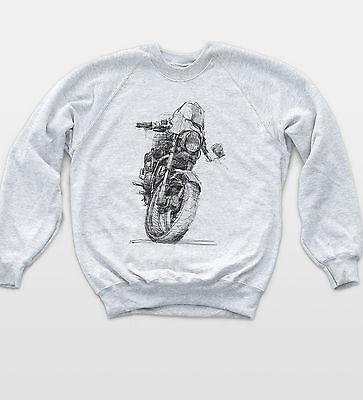 363x400 Motorcycle Sketch Sweatshirt Indie Sport Biker Jumper Retro Macho - Jumper Sketch