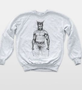 272x300 Wolverine Sketch Sweatshirt Logan X Men Drawing Jumper Comic Retro - Jumper Sketch