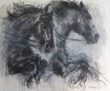 375x313 Jumping Horses Drawing By Mandy Racine Saatchi Art - Jumping Horse Sketch