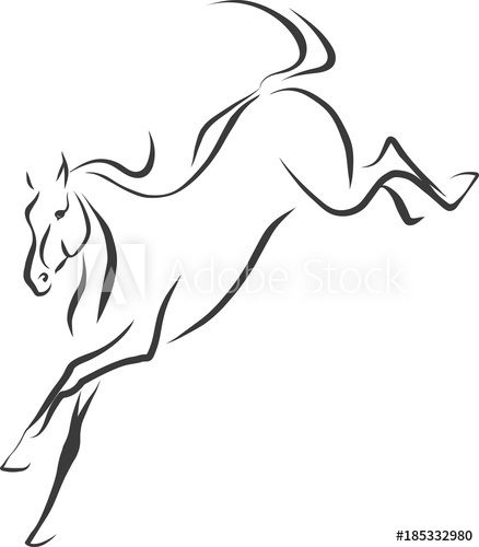 438x500 Sketch Of A Jumping Horse. - Jumping Horse Sketch
