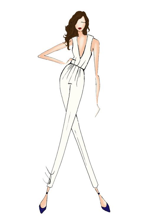 499x750 An Original Sketch Of The Custom Jumpsuit We Made For A Ny City - Jumpsuit Sketch