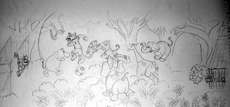 800x374 All Kids Murals - Jungle Animal Sketch