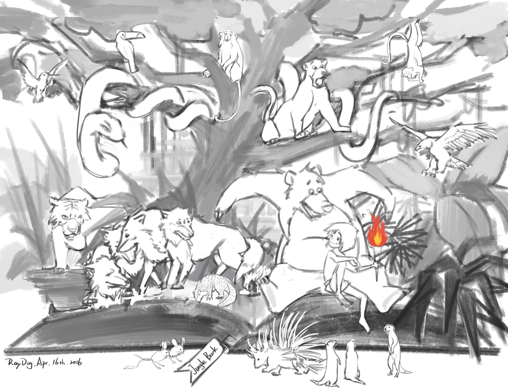 1920x1484 Ray Lei - Jungle Book Sketch