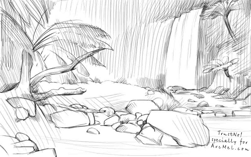 800x500 How To Draw Jungles Step By Step - Jungle Scene Sketch