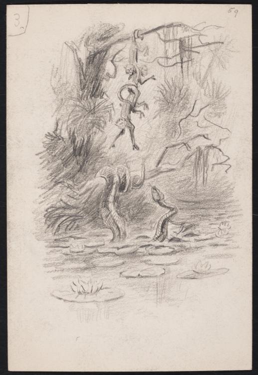 517x750 Jungle Scene Charles Marion Russell - Jungle Scene Sketch