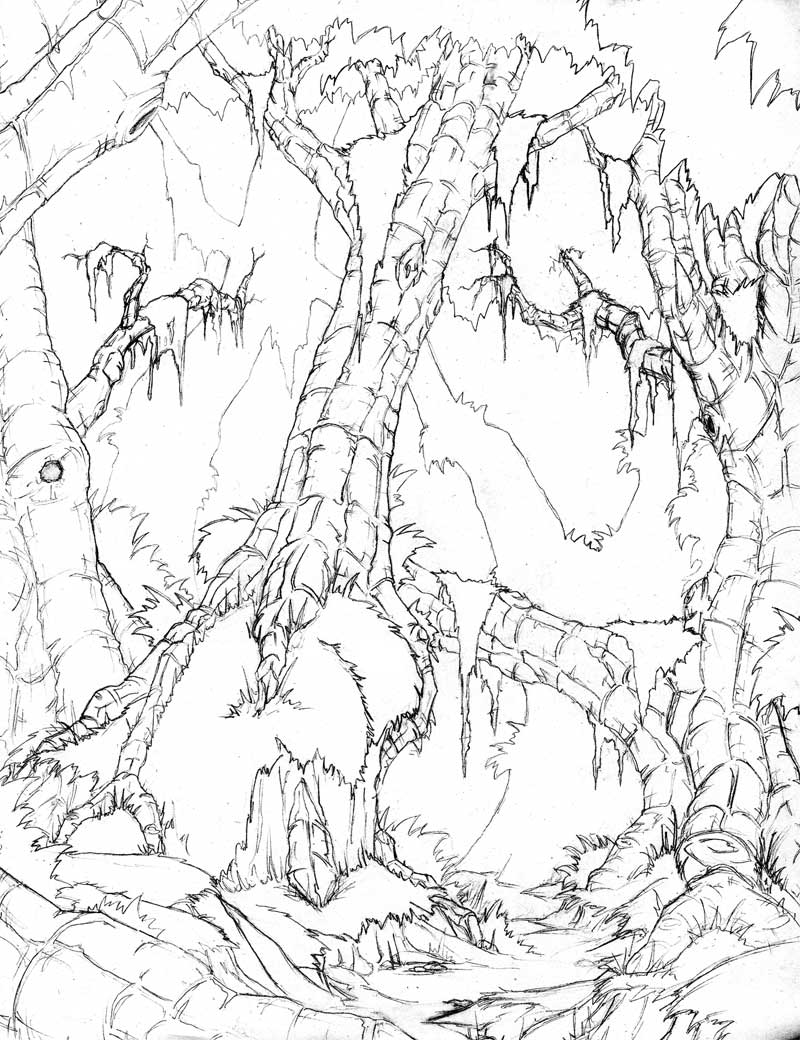 800x1040 Jungle Environment Sketch - Jungle Sketch