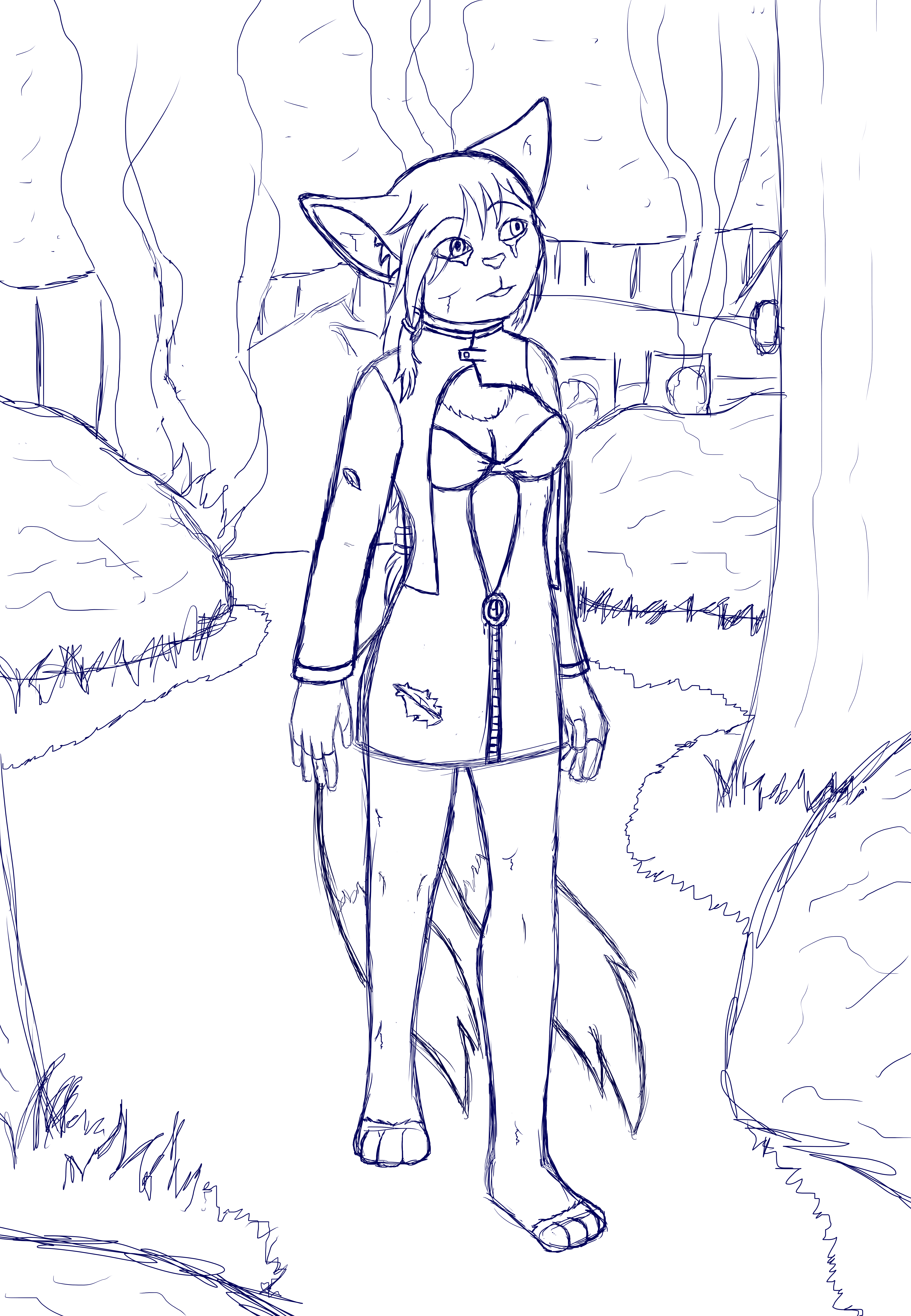 4500x6500 Elita Lost In The Jungle Sketch Weasyl - Jungle Sketch