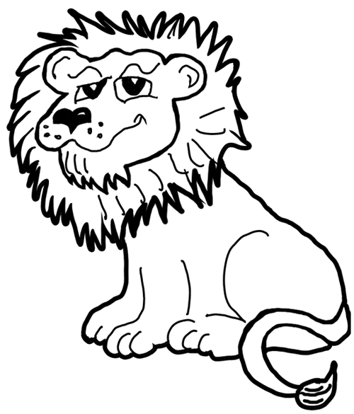 500x585 How To Draw Cartoon Lions Jungle Animals Step By Step Drawing - Jungle Sketch For Kids