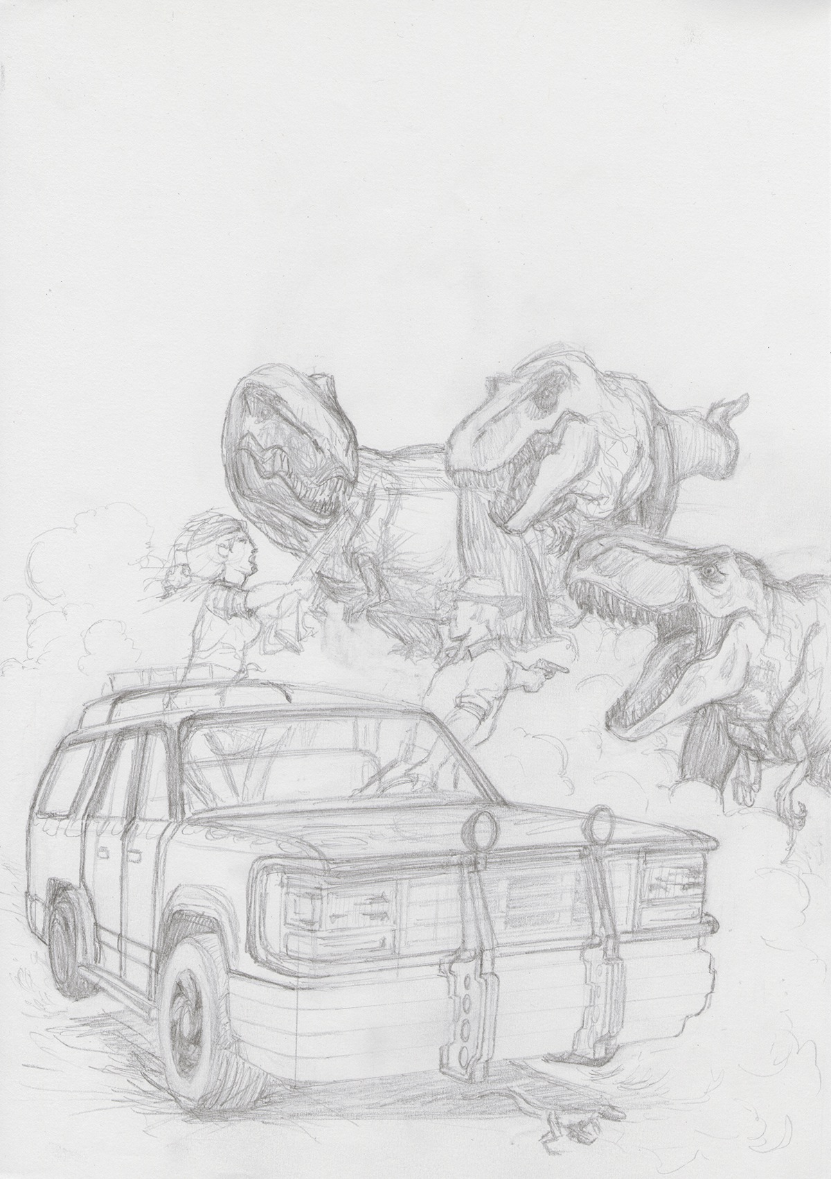 1200x1701 Jurassic Park Tribute (Amp Cadillacs And Dinosaurs) On Behance - Jurassic Park Sketch