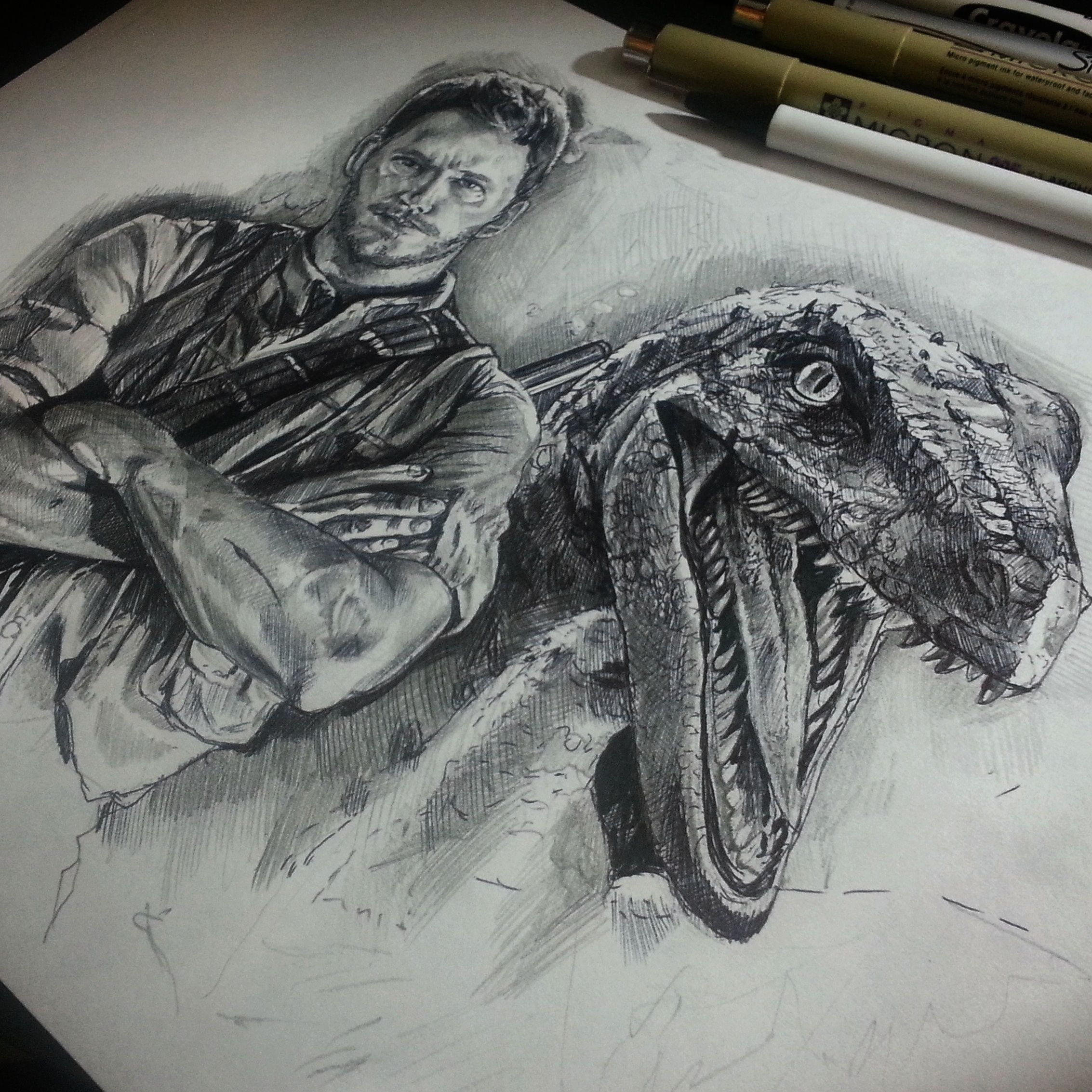 2266x2266 Pen Drawing I Made Of Owen Amp Blue From Jurassic World A R T - Jurassic Park Sketch