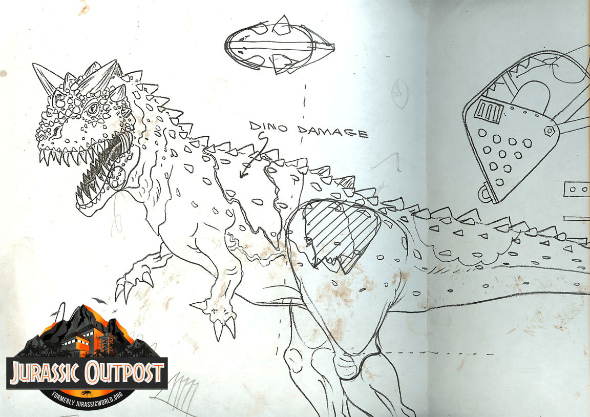 1152x814 Throwbackthursday Kenner Jurassic Park Carnotaurus Design Sketch - Jurassic Park Sketch