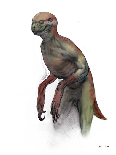 391x521 Jurassic World Dinosaur Human Hybrids Concept Art Shows A Bad Idea - Jurassic World Sketch