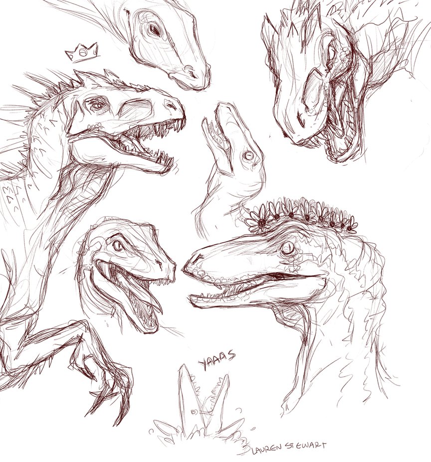 864x925 Jurassic World Sketches By Laurrlaurr - Jurassic World Sketch