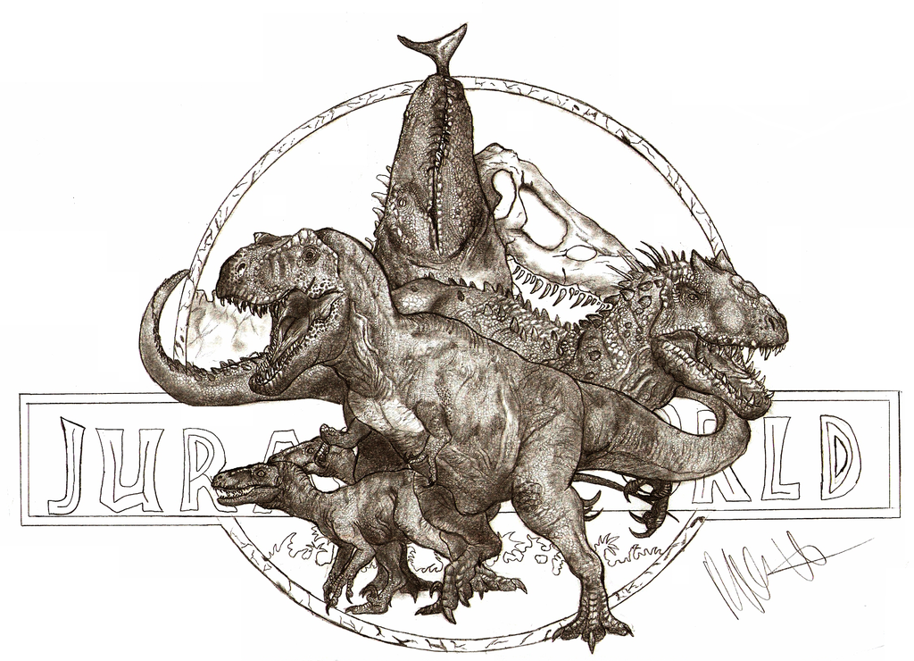 1024x740 Movies Drawing Images, Pencil Sketches, Colorful Arts Drawing Skill - Jurassic World Sketch