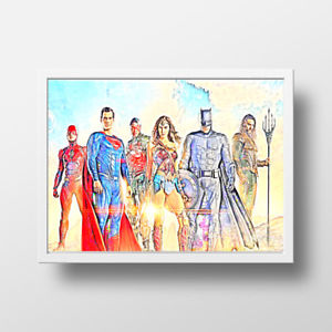 300x300 Justice League Superman Sketch Style A4 Print Film Poster Wall Art - Justice League Sketch