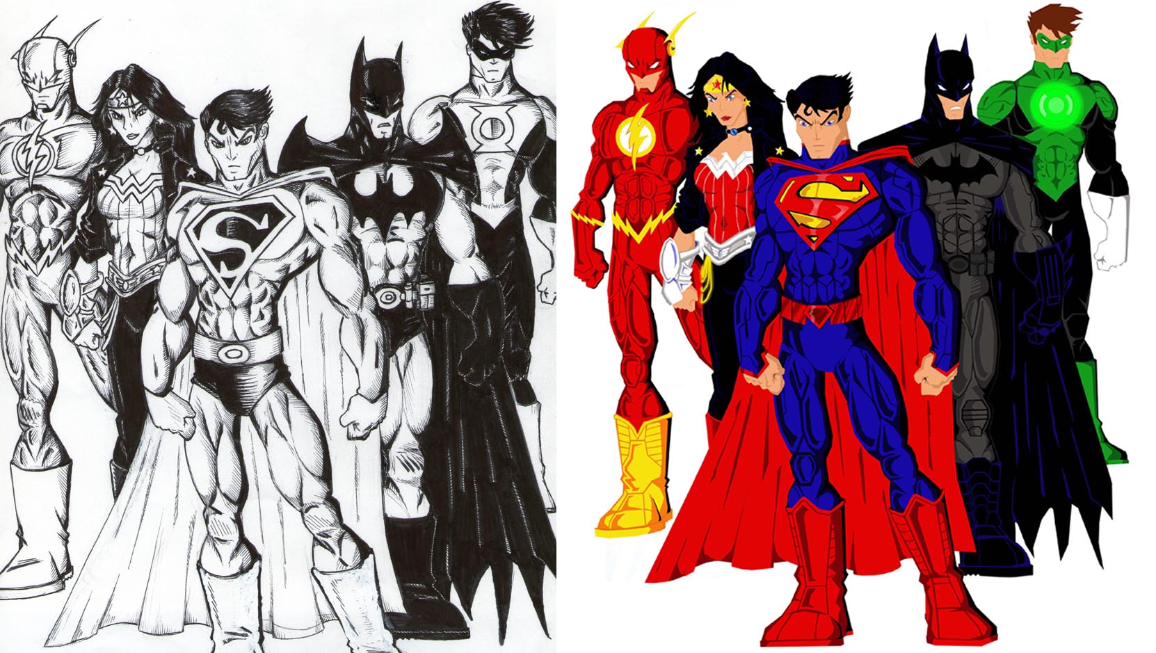 Justice League Sketch at PaintingValley.com | Explore collection of ...