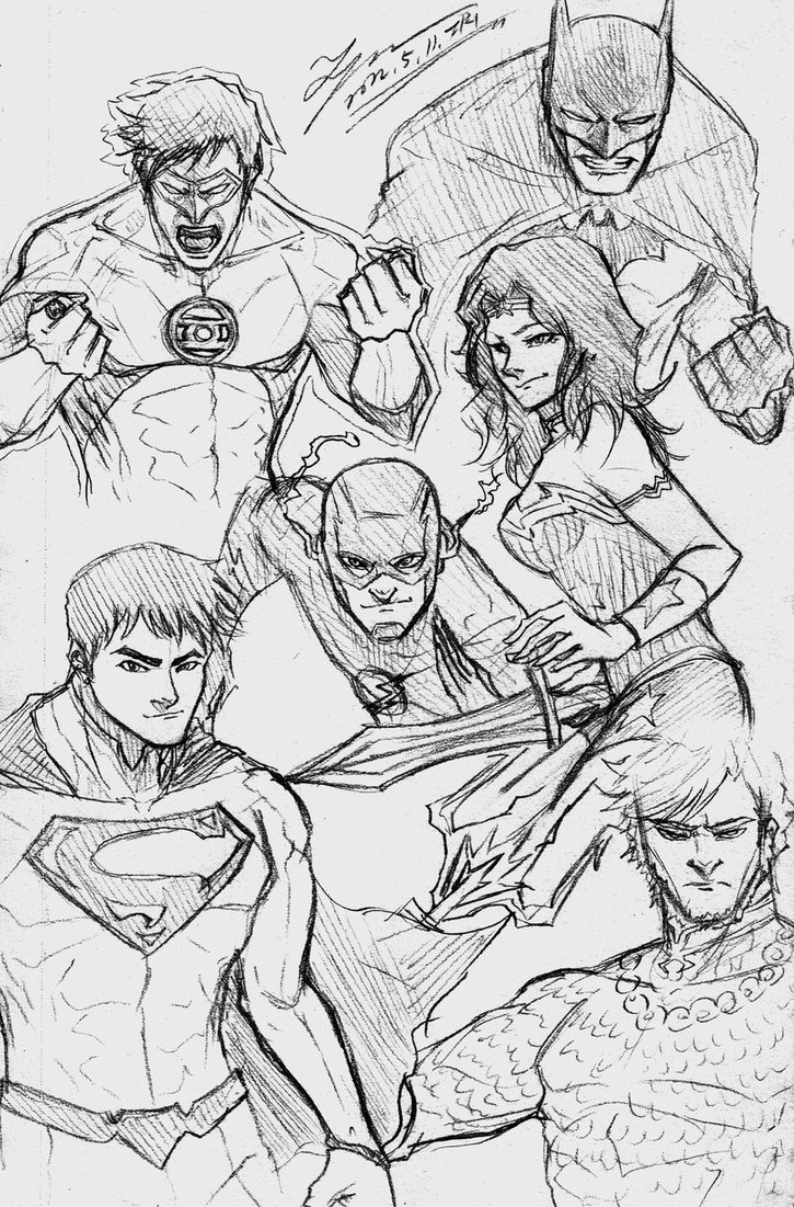 725x1101 Justice League Sketch By Tryvor - Justice Sketch
