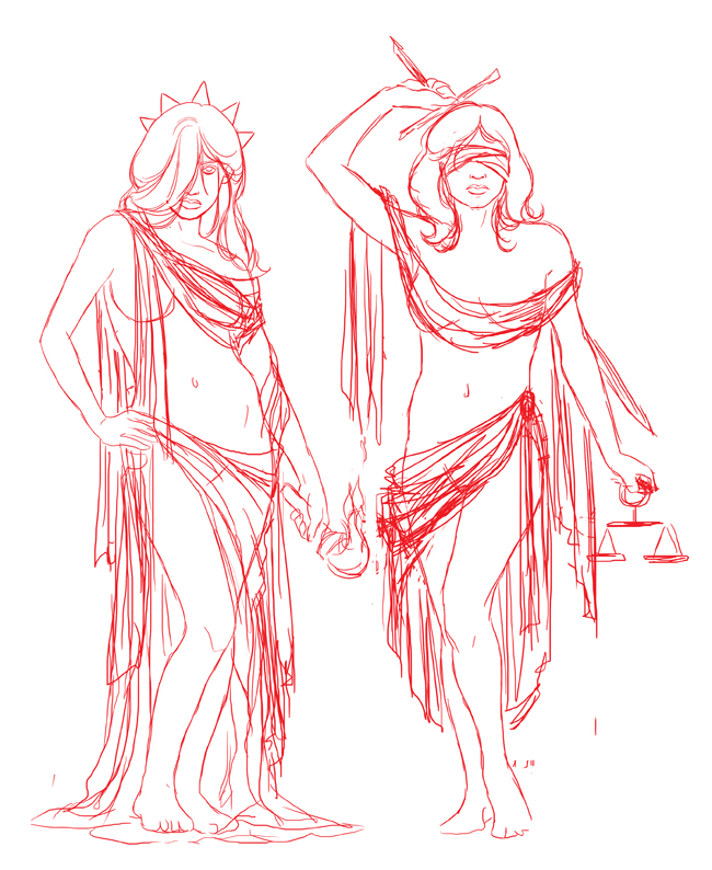 650x794 Liberty And Justice Sketch By Shira Chan - Justice Sketch