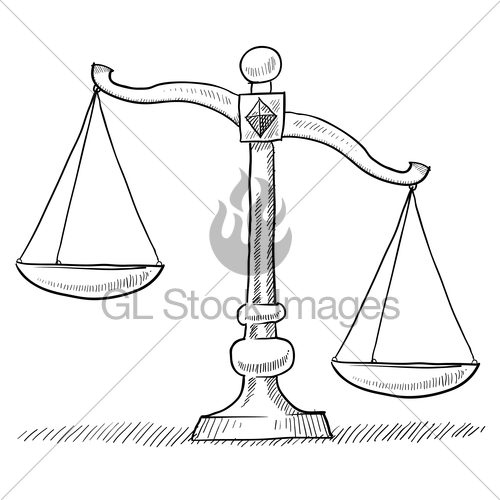 500x500 Unbalanced Scales Of Justice Sketch Gl Stock Images - Justice Sketch