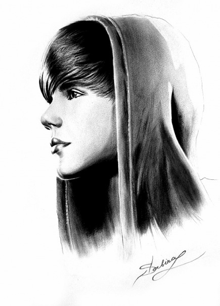 435x604 Portrait Of Justin Bieber By Sabina On Stars Portraits - Justin Bieber Sketch