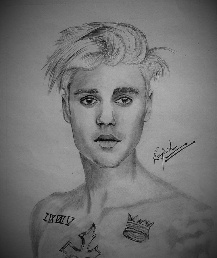 755x900 Justin Bieber Sketch Drawing By Rajesh Art Gallery - Justin Sketch