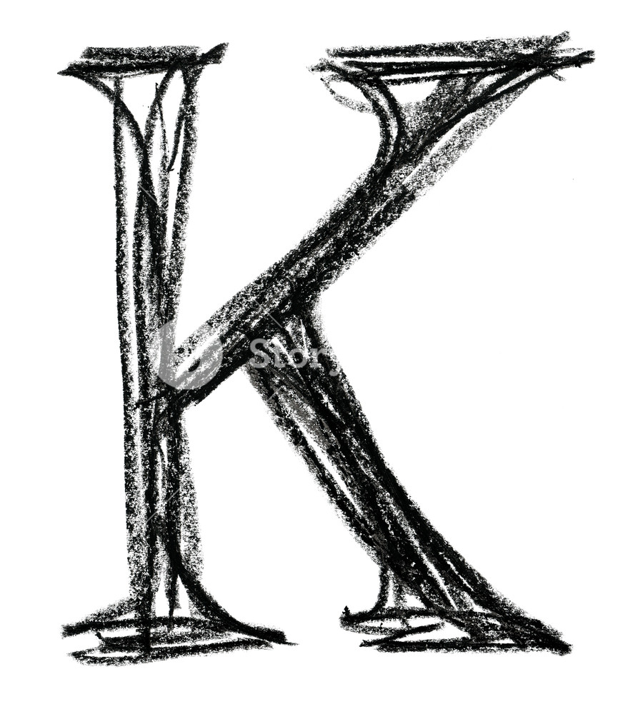 872x1000 Handwritten Sketch Black Letter K On White Background Royalty Free - K Sketch