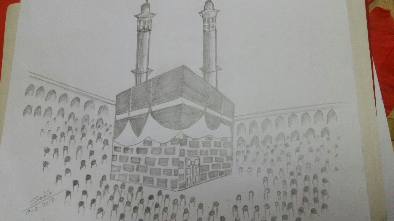 1328x747 Pencil Sketching Of Holy Kaaba Made By Me Jummah Mubarak Have A - Kaba Sketch