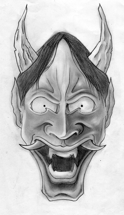 400x692 Kabuki Mask By Porkhunt - Kabuki Sketch