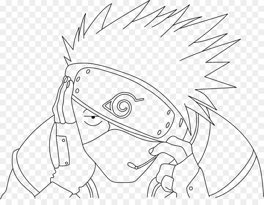 900x700 Kakashi Hatake Rock Lee Line Art Black And White Sketch - Kakashi Hatake Sketch