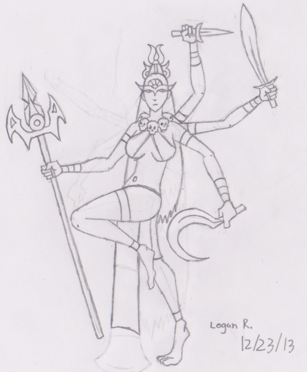 600x727 Kali Sketch By Hewytoonmore - Kali Sketch