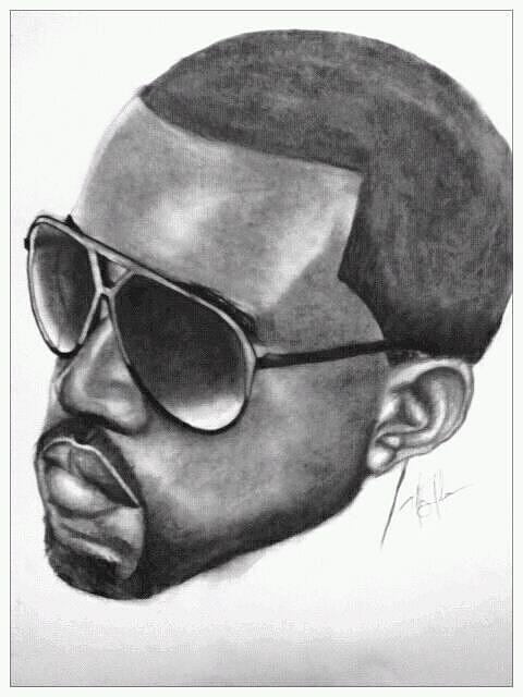 480x640 Kanye West Drawing By Kipani Joi Hoskins - Kanye West Sketch