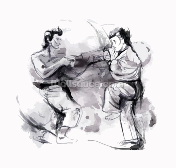 588x560 Karate Illustration Wall Mural Amp Karate Illustration Wallpaper - Karate Sketch