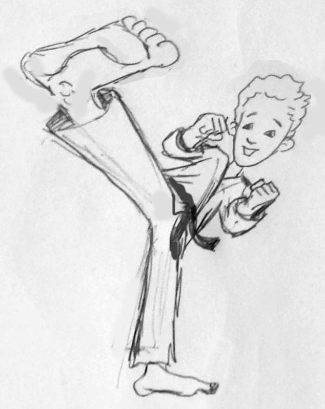 666x837 Karate Kid Vector Graphic Illustration - Karate Sketch