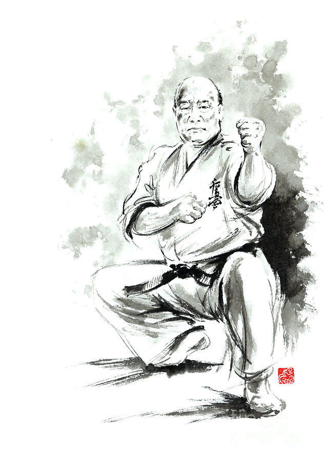 634x900 Karate Martial Arts Kyokushinkai Masutatsu Oyama Japanese Kick - Karate Sketch