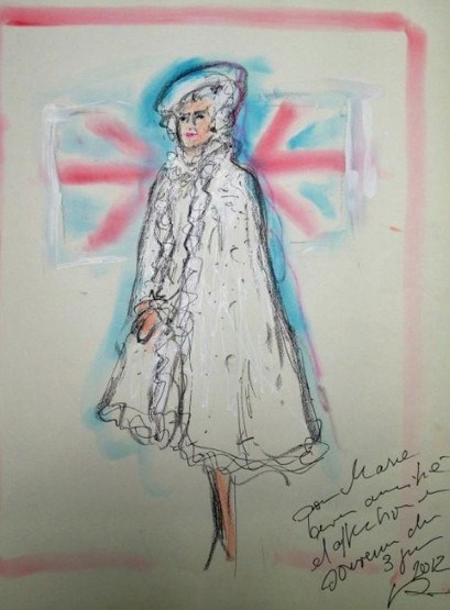 409x555 Karl Lagerfeld Sketches The Queen Ldnfashion - Karl Lagerfeld Sketches