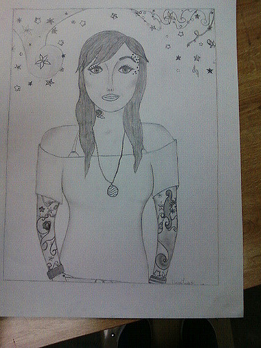 375x500 Kat Von D Drawing The Chelsanator - Kat Von D Sketches