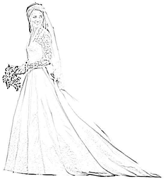 556x600 Kate Middleton Wedding Dress Sketch - Kate Middleton Sketch