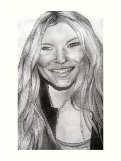 413x549 Kate Moss Art Prints By Holly Daniels Redbubble - Kate Moss Sketch
