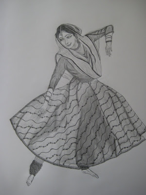 300x400 Pencil Sketches And Paintings Kathak Dancer - Kathak Sketch