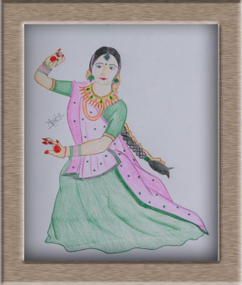 500x588 Art On Sketchbook - Kathak Sketch