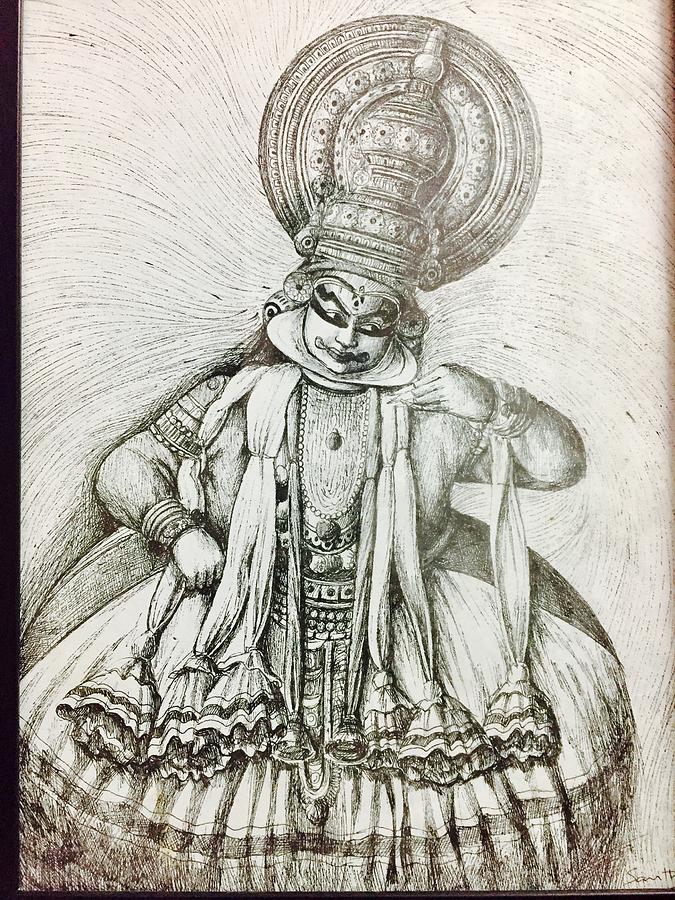 Kathakali Face Pencil Drawing