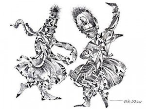 300x225 Inkwashpainting - Kathakali Sketch