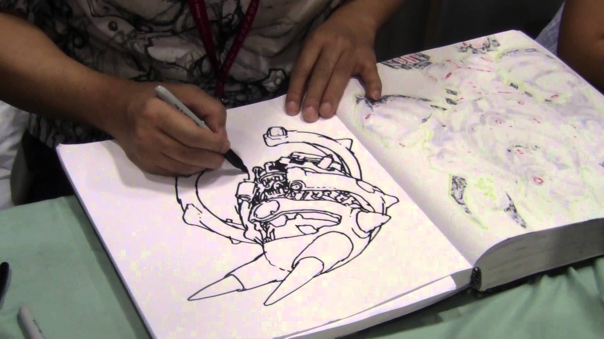 1920x1080 Katsuya Terada Drawing An Evil Giant Robot - Katsuya Terada Sketch