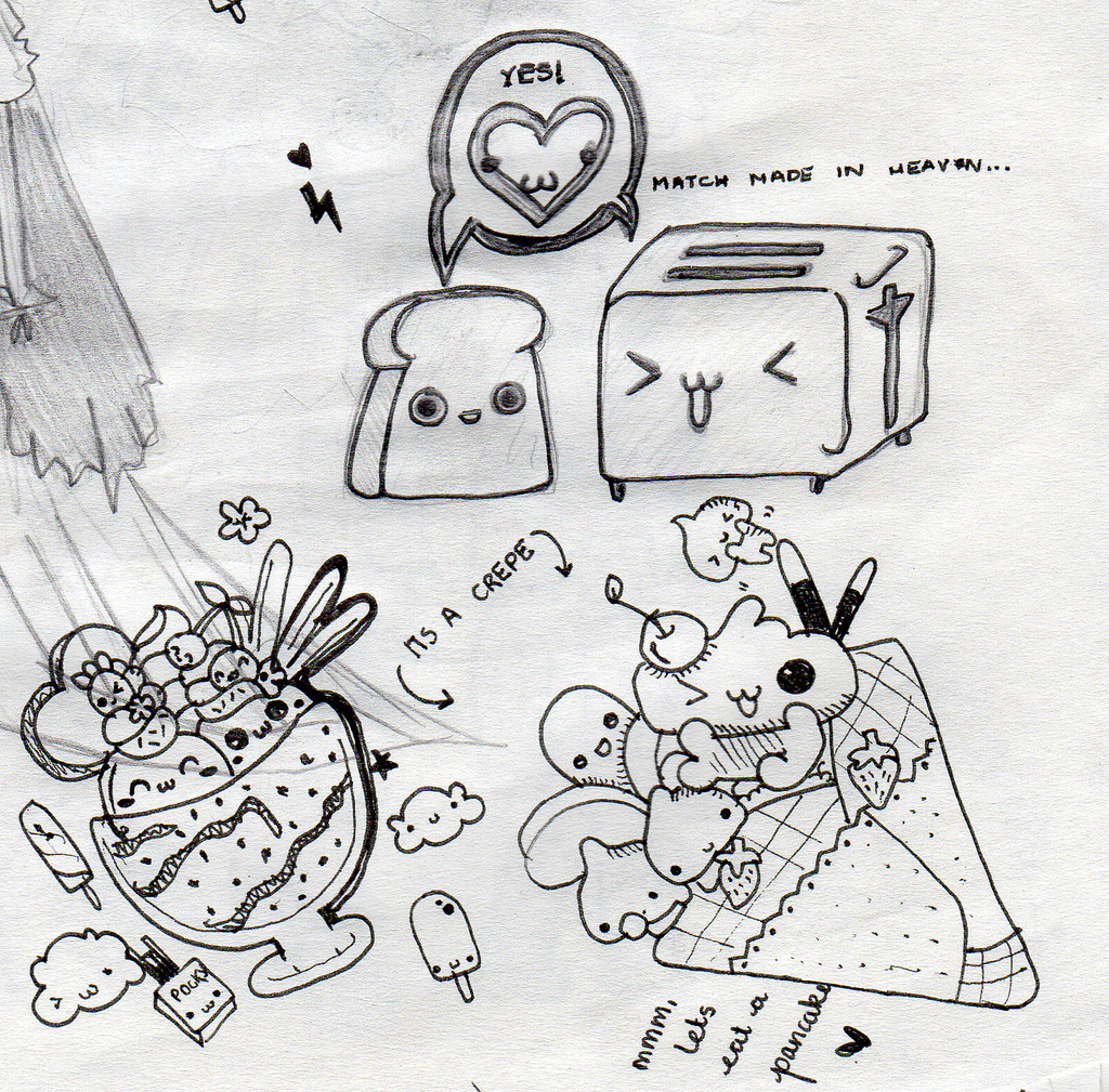 1024x1009 Kawaii Sketches I Love Mini Food Doodles Annaliese Rose - Kawaii Sketches